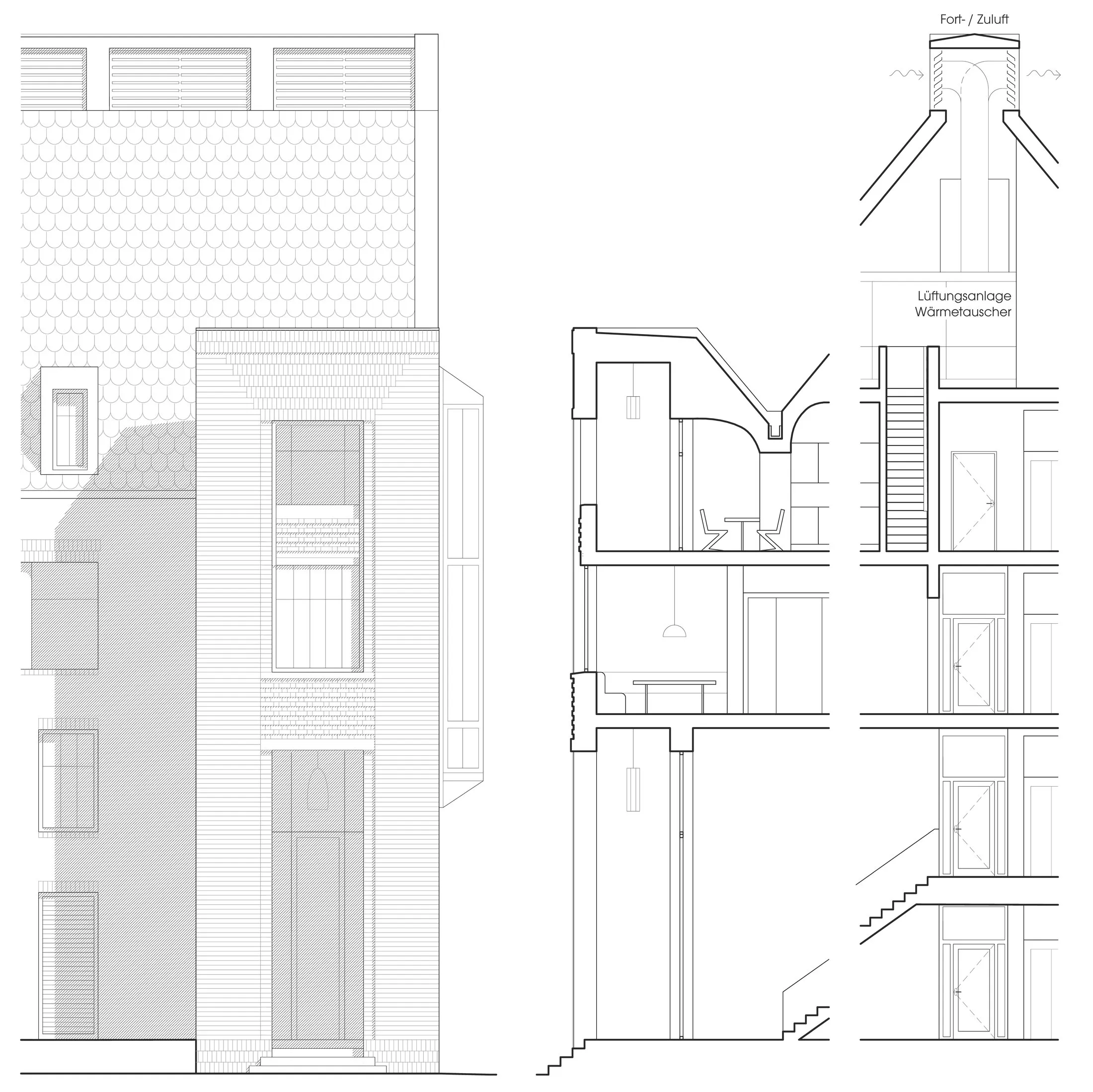 Fassadenschnitt und Konstruktionsdetail
