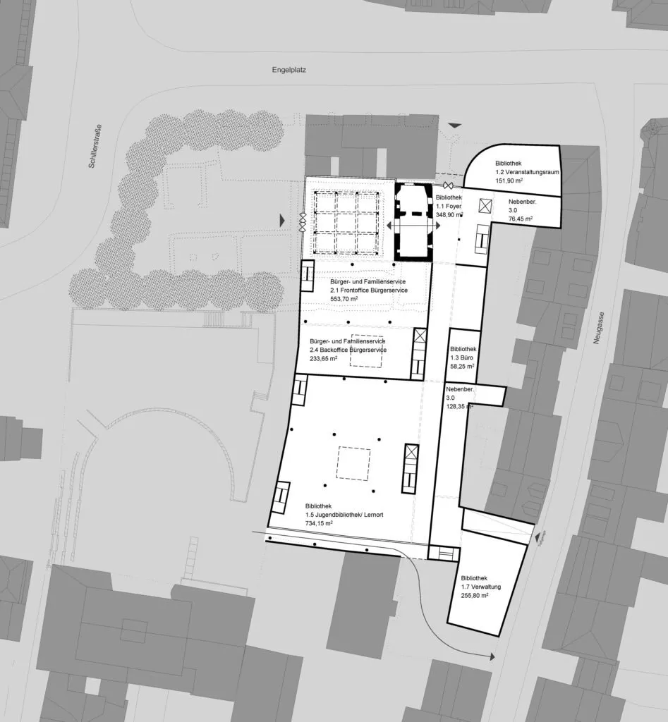 Grundriss Erdgeschoss und Platzraum