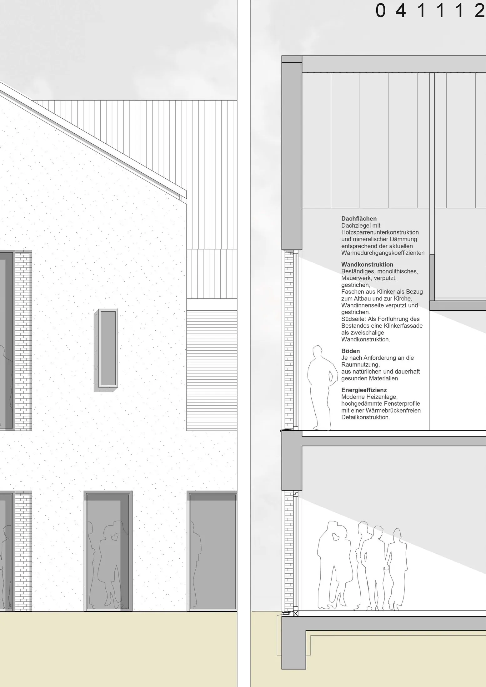 Fassadenschnitt und Detail