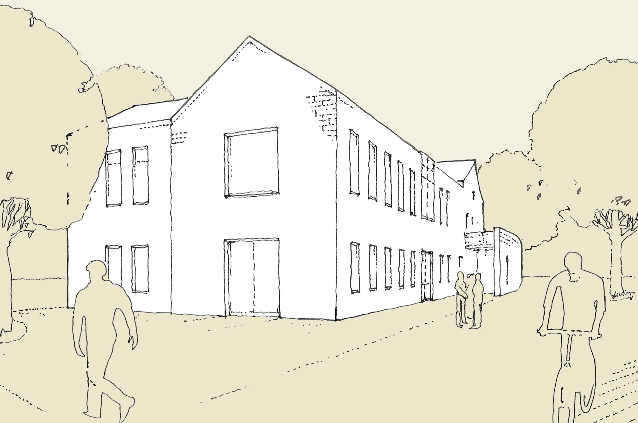 Perspektive Kirchplatz und Gemeindehaus